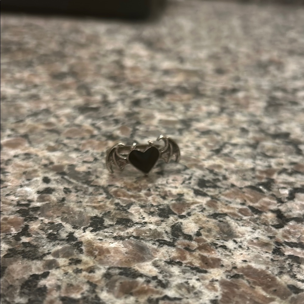 Silver and Black Heart Ring